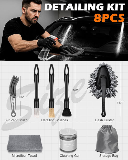 8PCS Car Interior Detailing Kit with Cleaning Gel